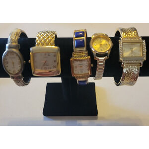5 Vtg Embassy & Gruen Watches Gold Tone Rhinestone Analog Jewelry **For Parts